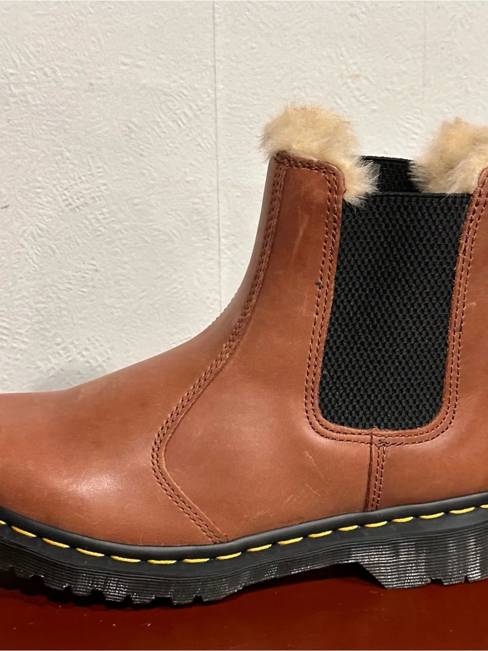 Dr. Martens 2976 Leonore Faux Fur Lined Chelsea Boots Brown Women’s 7